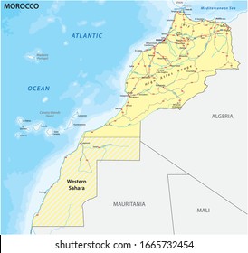 Road map of the Kingdom of Morocco