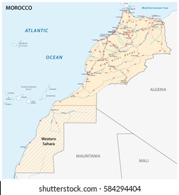 Road Map Of The Kingdom Of Morocco