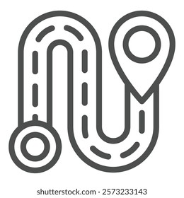 Road map line icon, delivery service concept. Vector graphics. Point to point, road, location pin sign on white background, outline style icon for mobile or web design