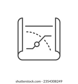 Icono de esquema de línea de mapa de ruta
