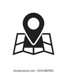 Road map with location pin icon