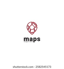 road map logo with pin point, travel, vacation, logo design vector.