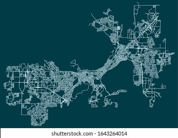 Road Map Of Madison, Wisconsin, United States