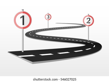 Road map with markers