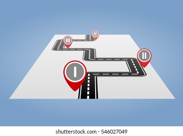 Road map with markers