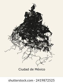 Road map of Mexico City, Mexico
