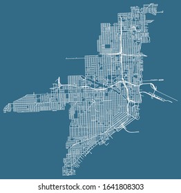 Road map of Miami, Florida, USA