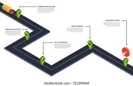 Road map navigaion. 3D Illustration.