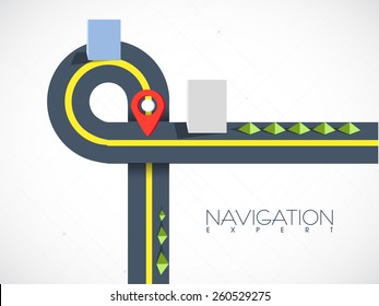 Road map navigation with red pointer on grey background.
