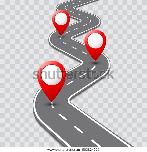 Road map with
pathway route pin icon on the way track. Vector roadmap template
design on transparent
background.