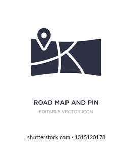 road map and pin icon on white background. Simple element illustration from Travel concept. road map and pin icon symbol design.
