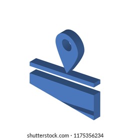Road Map and Pin isometric left top view 3D icon