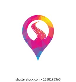 Road map pin shape concept vector logo design template. Creative road journey logo design.	