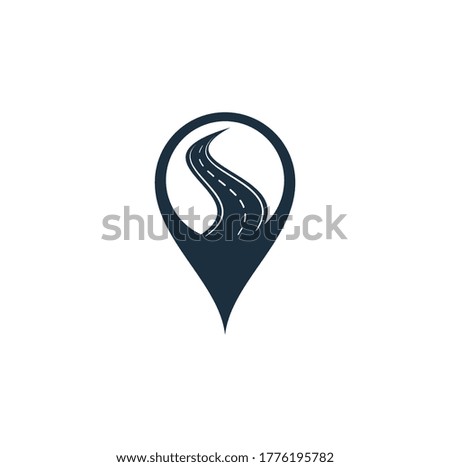 Road map pin shape concept vector logo design template. Creative road journey logo design.	