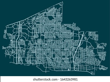 Road map of Plano, Texas, United States