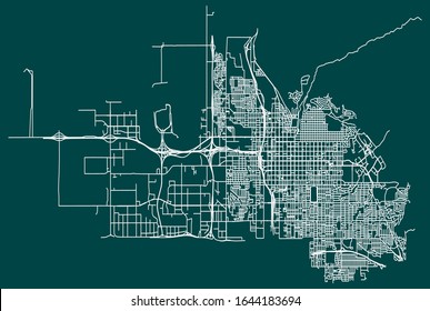 Road map of Salt Lake City, Utah, United States