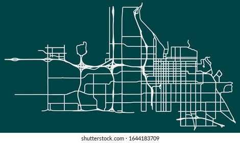 Road map of Salt Lake City, Utah, United States