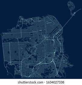 Road Map Of San Francisco, USA