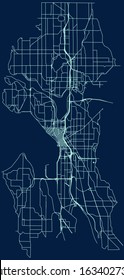 Road map of Seattle, Washington, USA