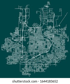 Road map of Sioux Falls, South Dakota, United States