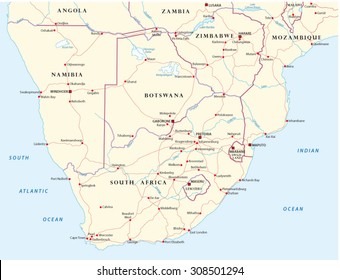 Road Map Of Southern Africa