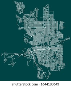 Road map of Spokane, Washington, United States