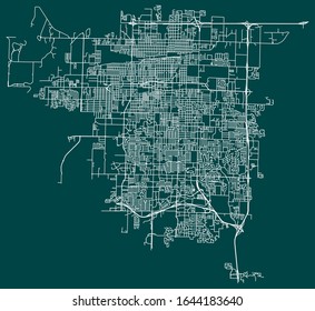 Road map of Springfield, Missouri, United States