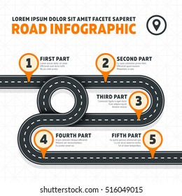 Road map, street, highway modern vector business infographics