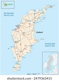 Road map of the Swedish Baltic Sea island of Gotland