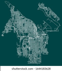 Road map of Tacoma, Washington, United States