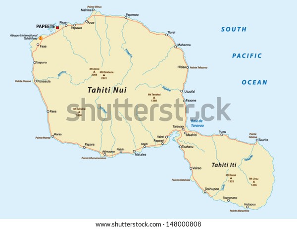 Road Map Tahiti Stock Vector (Royalty Free) 148000808