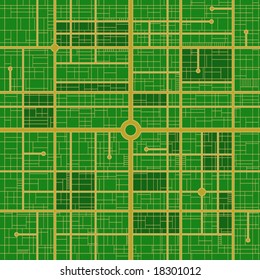 Road Map Of Technology - Vector  Seamless Tile Circuitry Street Map