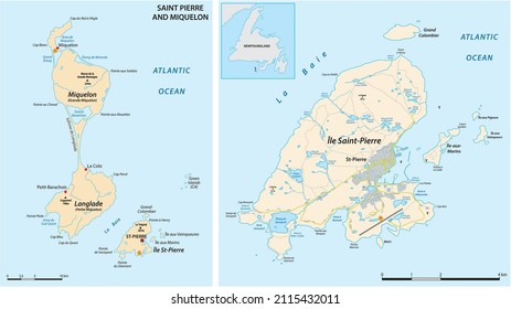 Road map of the territorial community of Saint-Pierre and Miquelon, France