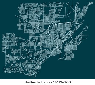 Road map of Toledo, Ohio, United States