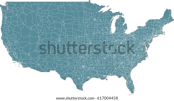 Road Map Us Stock Vector (Royalty Free) 617004458 | Shutterstock