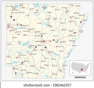 road map of the US American State of Arkansas