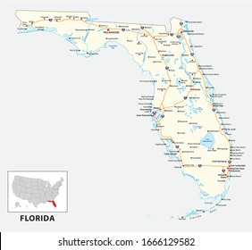road map of the US American State of florida