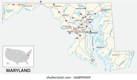 road map of the US American State of Maryland