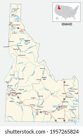 road map of the US American State of Idaho