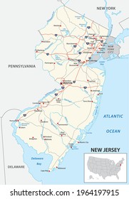 Road map of the US American State of New Jersey