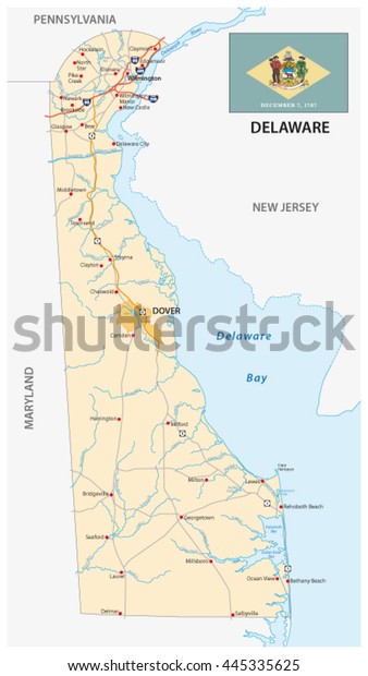 delaware state road map Road Map Us State Delaware Flag Stock Vector Royalty Free 445335625 delaware state road map
