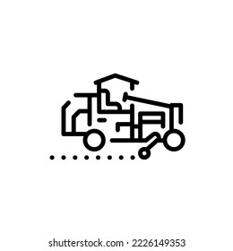 Straßenmarkierung с Farbliniensymbol. Straßenbau. Piktogramm für die Webseite