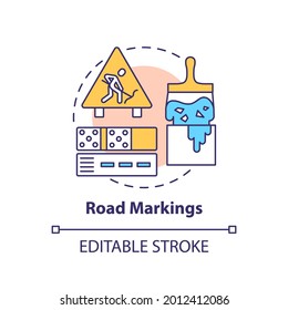 Icono de concepto de marcación de ruta. Las fuentes de microplásticos tienen una idea de ilustración de línea delgada. Responsabilidad ambiental. Código de la autopista. Dibujo de color RGB con contorno aislado del vector. Trazo editable