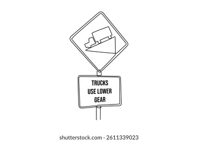 Road markings concept. Single line draw design. Vector graphic illustration