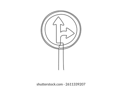 Road markings concept. Single line draw design. Vector graphic illustration