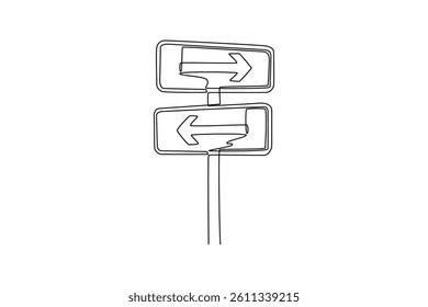 Road markings concept. Single line draw design. Vector graphic illustration