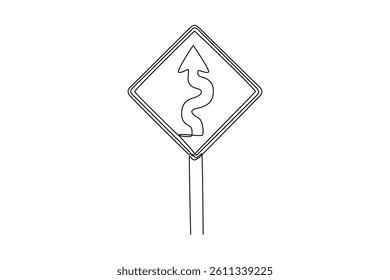 Road markings concept. Single line draw design. Vector graphic illustration
