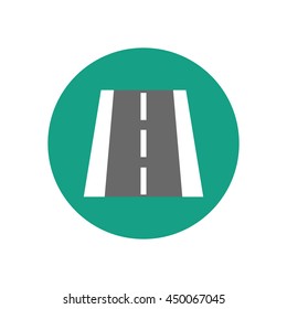 Road markings illustration on the green background. Vector illustration