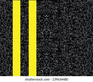 Road markings on the pavement. Double yellow centerline. Vector illustration.