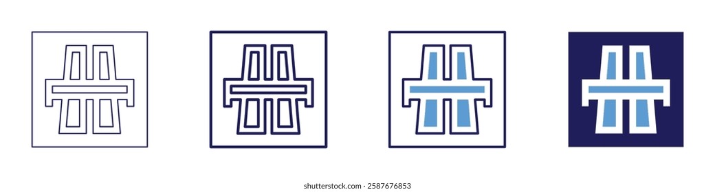 Road masterplan icon in 4 different styles. Thin Line, Line, Bold Line, Duotone. Duotone style. Editable stroke.
